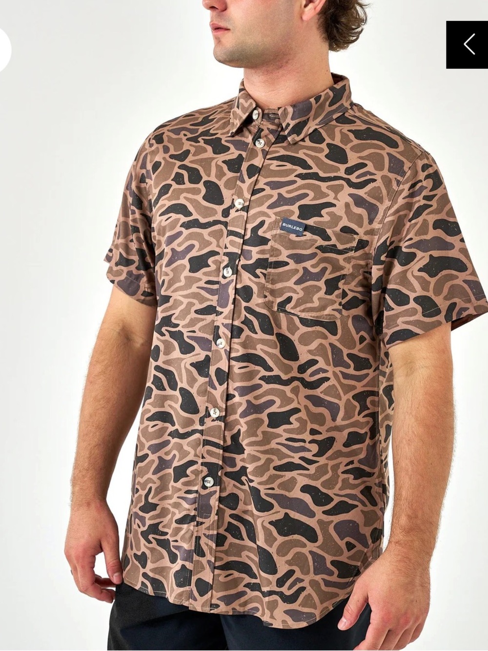 BURLEBO Brown Camo Short-Sleeve Button-Down Shirt